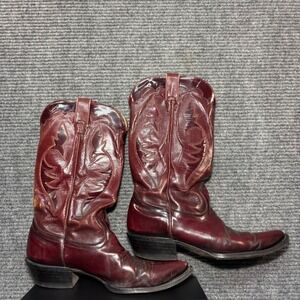 James R Greene VTG Custom Cowboy Boot Oxblood Leather Western See Measurements